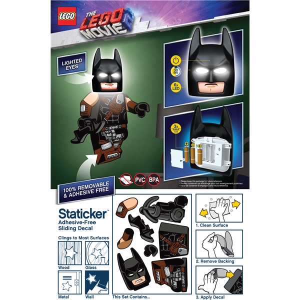 LEGO Movie 2 Batman Mask Night Light w/Sticker (Billede 4 af 4)