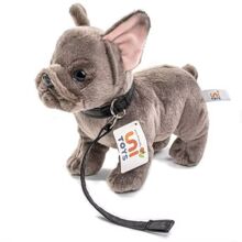 Hund Fransk Bulldog m. snor grå 23 cm