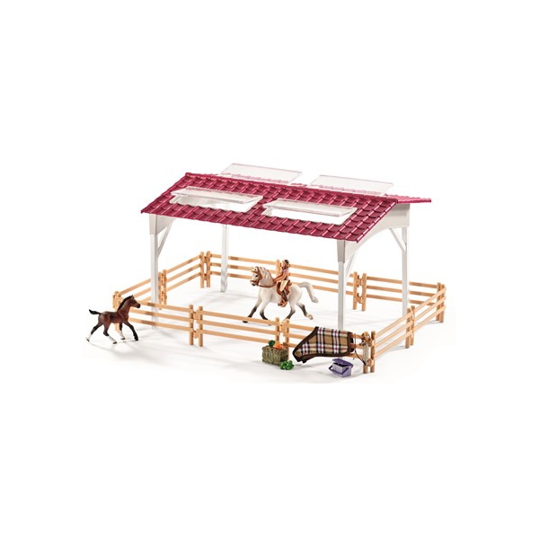 Schleich Hestestald/Ridecenter med rytter og heste (Billede 2 af 9)