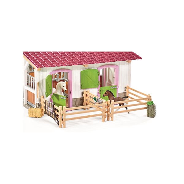 Schleich Hestestald/Ridecenter med rytter og heste (Billede 4 af 9)