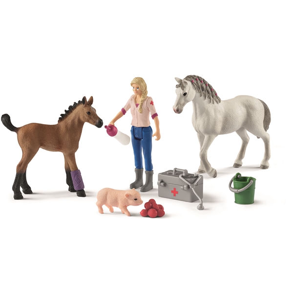 Schleich 42486 Dyrlægebesøg hos Hoppe og Føl