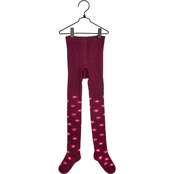 Mumi Strømpebukser Blomst Burgundy (Billede 1 af 2)