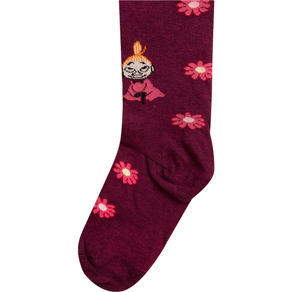 Mumi Strømpebukser Blomst Burgundy (Billede 2 af 2)