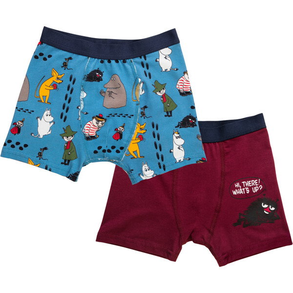 Mumin Boxershorts Fodspor2 Blå 2-pak (Billede 1 af 3)