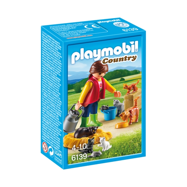 6139 Playmobil Kvinde med Kattefamilie (Billede 1 af 3)