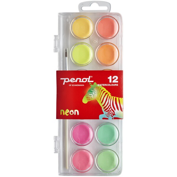 Penol Neon Akvarelfarver 12 Farver (Billede 1 af 3)