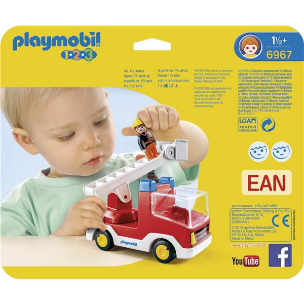 6967 Playmobil 1.2.3 Brandbil med Stige (Billede 2 af 3)