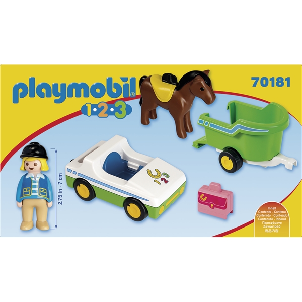 70181 Playmobil 1.2.3 Bil med Hestetrailer (Billede 2 af 4)