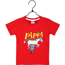 122-128 cL - Pippi T-shirt Rød