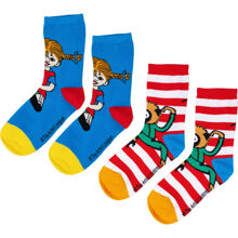 23/26 - Pippi Strømper Blå/Rød 2-pak