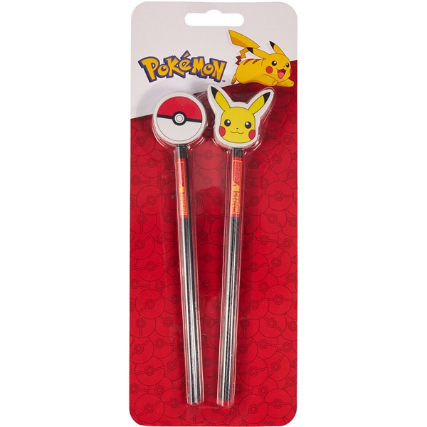 Pokémon Pakke - 2 stk. Blyanter + Viskelædertop