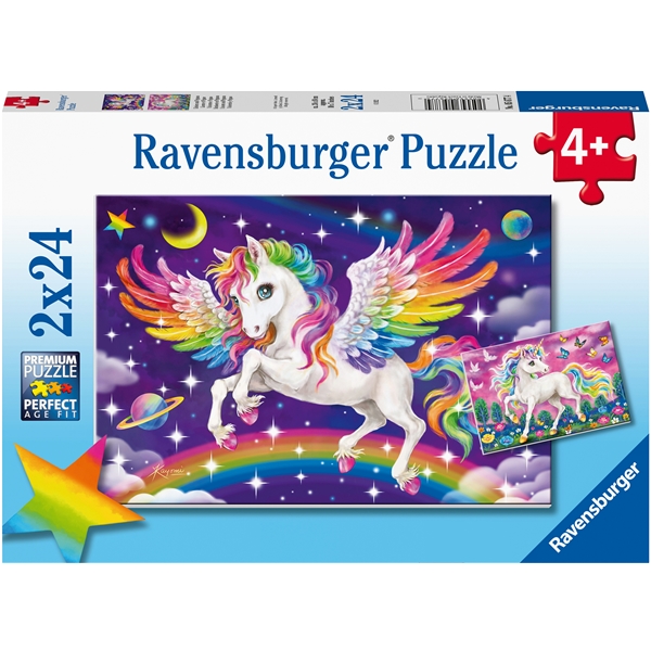 Puslespil 2 x 24 Brikker Unicorn & Pegasus (Billede 1 af 3)