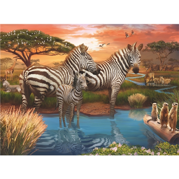 Puslespil 500 Brikker Zebras in Sunset (Billede 2 af 2)