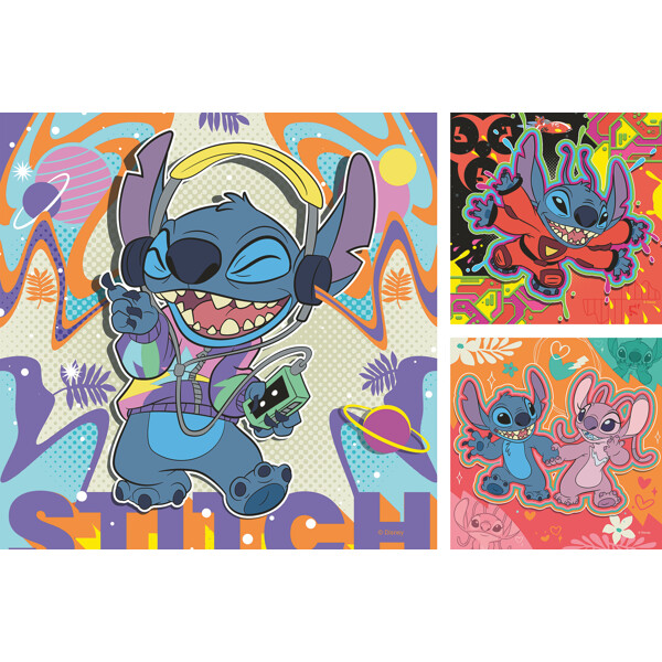 Puslespil 3 x 49 Brikker Disney Stitch (Billede 2 af 5)