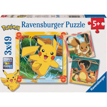 Puslespil 3 x 49 Brikker Pikachu