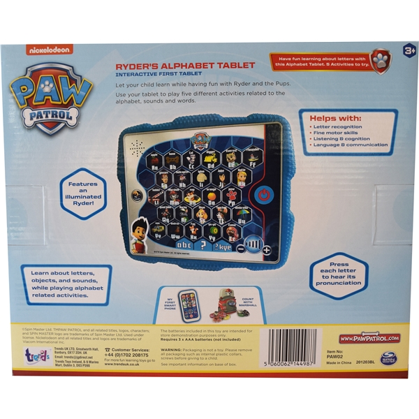 Paw Patrol Ryders Alphabet Pad DK/SE/NO (Billede 3 af 3)