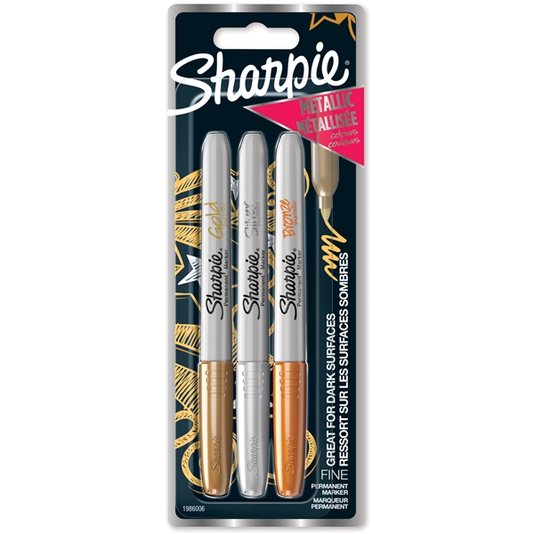 Sharpie Metallic 1,4 mm Pakke med 3 stk. (Billede 1 af 6)