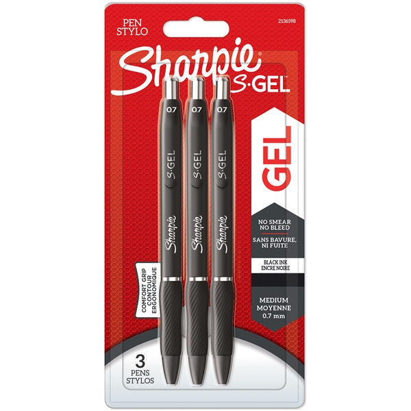 Sharpie S-Gel 0,7 mm Pakke med 3 stk. (Billede 1 af 2)