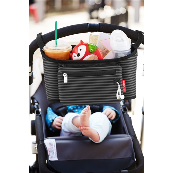 Skip Hop Stroller Organizer Sort/Grå Stribet (Billede 3 af 3)