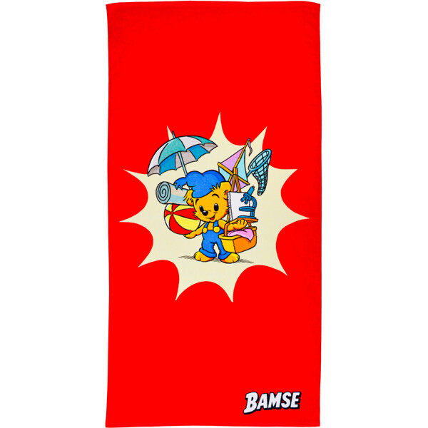 Swimpy Bamse Badehåndklæde Stranden Rød