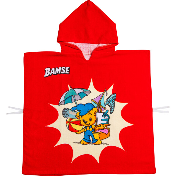 Swimpy Bamse Badeponcho Stranden Rød