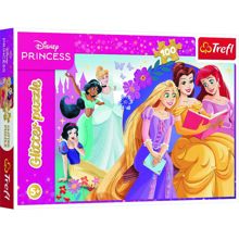 Puslespil 100 brikker glitter Disney Princess