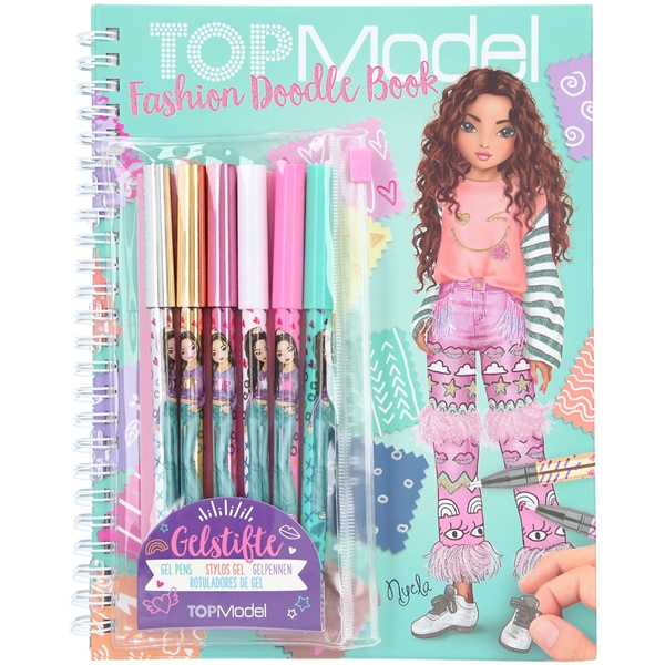 TOPModel Fashion Doodle Designbog m. Gelépenne (Billede 1 af 4)