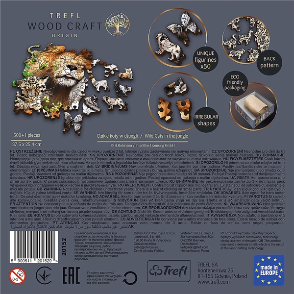 Trefl Wood Puslespil Wild Cats 501 Brikker (Billede 5 af 5)