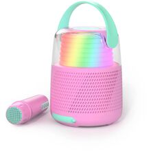 Højttaler Karaoke Kit Mic LED Pink