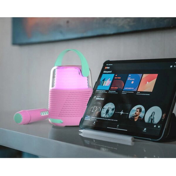 Højttaler Karaoke Kit Mic LED Pink (Billede 6 af 9)