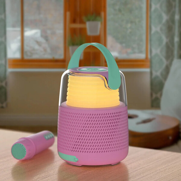 Højttaler Karaoke Kit Mic LED Pink (Billede 8 af 9)